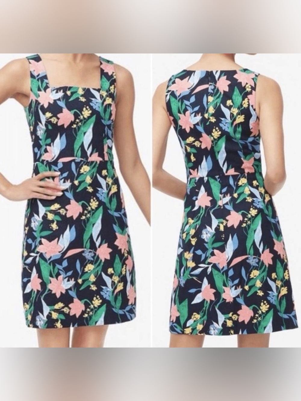 J. Crew Floral Basketweave Square Neck Sleeveless Sheath Mini Dress Size 0
